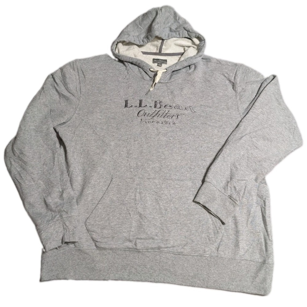 L.L. Bean Signature Hoodie Mens XL Gray Slim Fit Embroidered Logo Pullover
